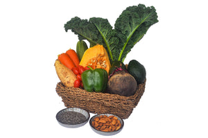 
            
                Load image into Gallery viewer, salad, kale, pumpkin, avocado, beetroot, chia seeds, almonds
            
        